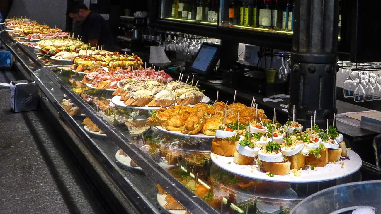 Pintxos on a bar in San Sebastián